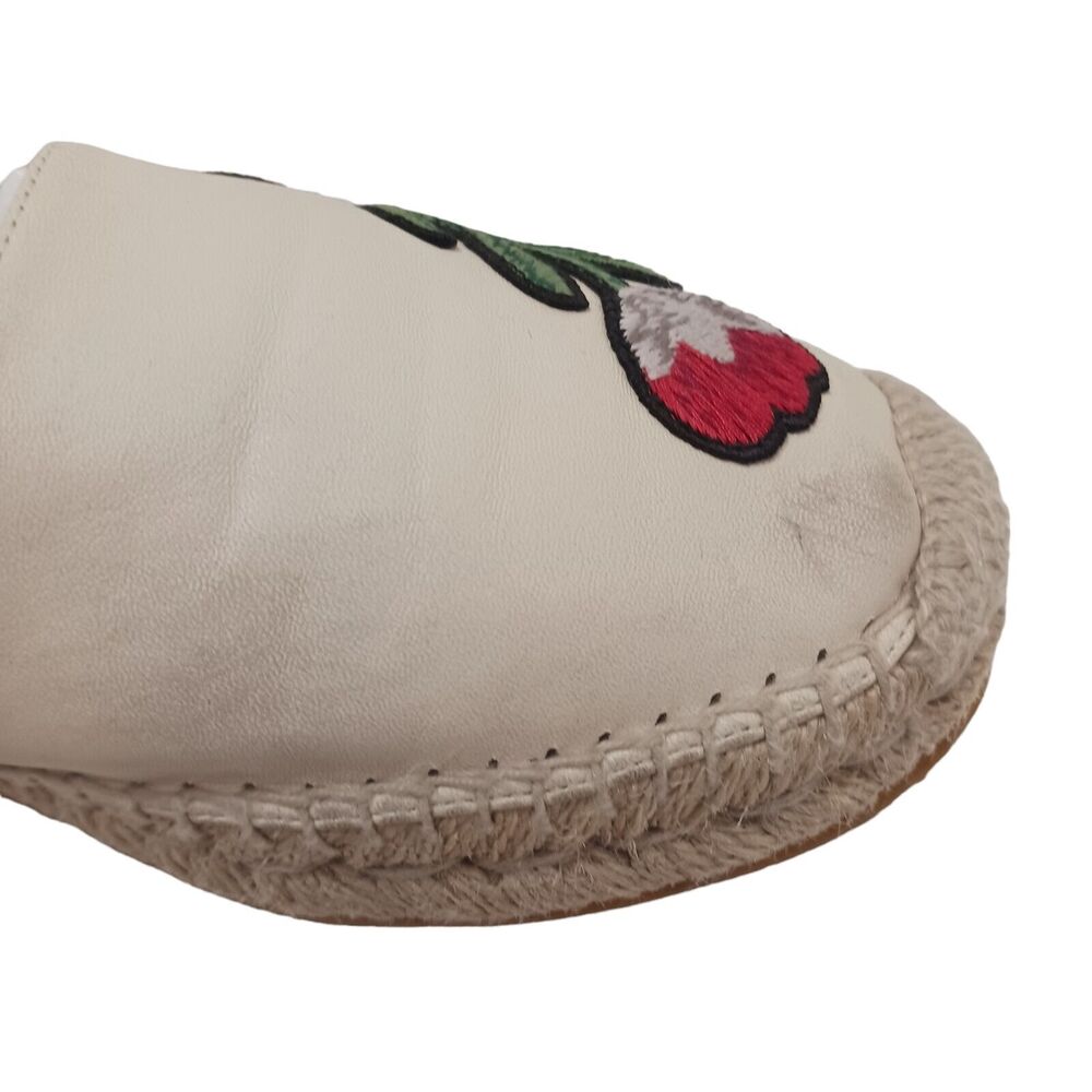 Gucci Leather Espadrille Sz 8.5‎ Ivory Red Floral Embroidered PILAR NAPA Ophelia - Picture 8 of 16